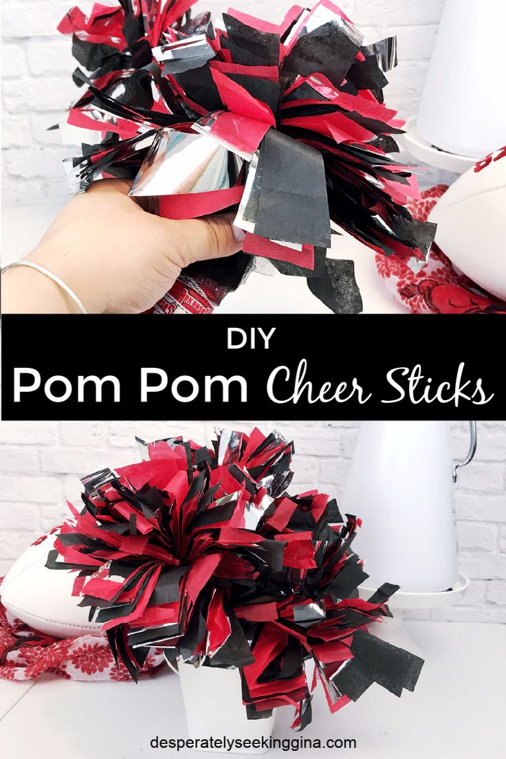 this diy pom pom cheer sticks is so easy to make