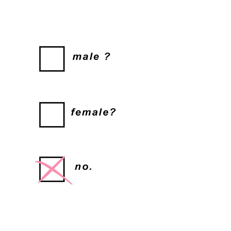 two squares with the words male and female on them