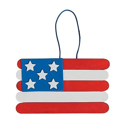 an american flag ornament hanging from a string