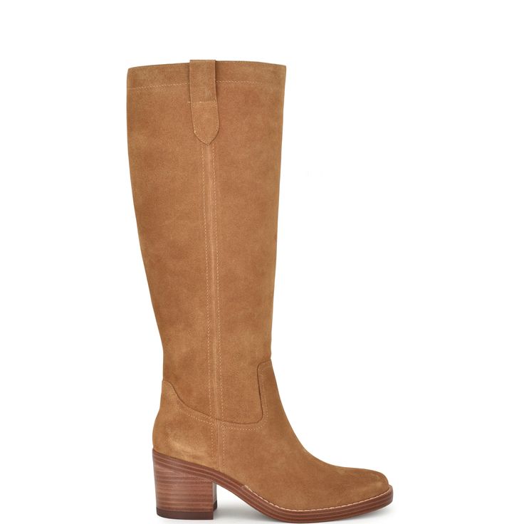 Hecee Block Heel Tailored Boots Round Toe Tall Boots, Brown Suede Tall Boots, Flat Boots Outfit, Tall Tan Boots, Womens Knee Boots, Fall Wishlist, Timeless Boots, Autumn Boots, Fall Boots Outfit