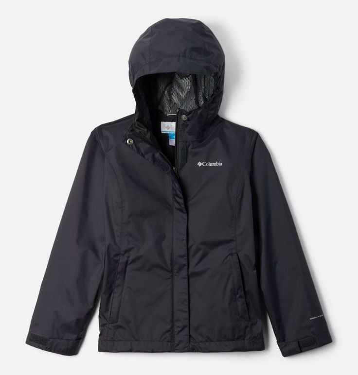 Girls' Arcadia™ Rain Jacket | Columbia Sportswear Cute Rain Jacket, Family Hike, Black Raincoat, Black Rain Jacket, Columbia Girls, Family Hiking, Rain Or Shine, Birthday Wishlist, Columbia Jacket