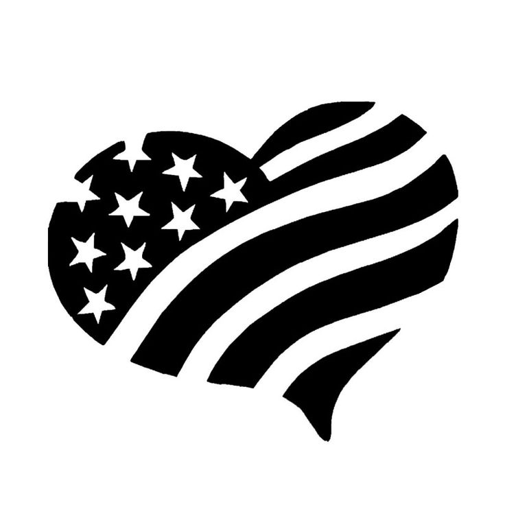 an american heart with stars and stripes on it's side, in black and white