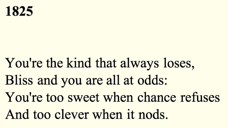 a poem written in black and white with the words you're the kind that always loses, bliss and you are all at odds