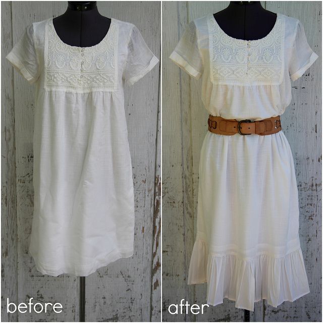 before and after photos of a white dress