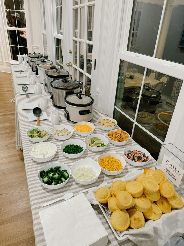 a long table filled with lots of food