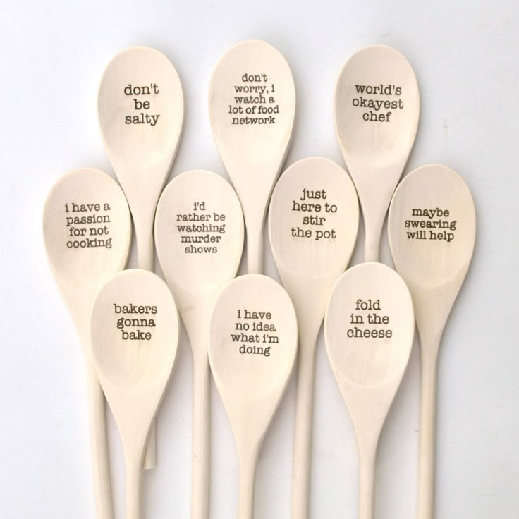 Funny Wood Spoons Engraved With Messages - Individual or a Set Wooden Spoon Crafts, Wood Burn Spoons, Spoon Crafts, Burning Wood, Lemon Dessert, Laser Engraved Ideas, Engraving Ideas, Wood Burning Crafts, Laser Projects