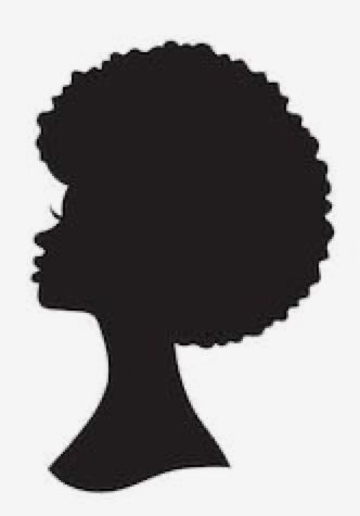 the silhouette of a woman's head with an afro