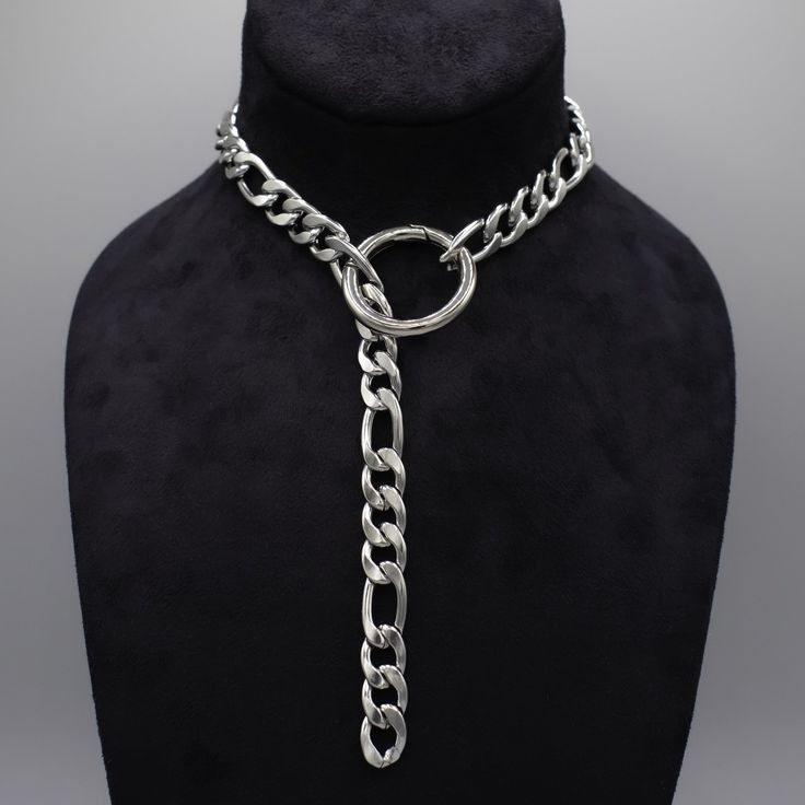 Thicc Chunky Figaro Chain O Ring Choker 12mm Solid Stainless Steel Figaro Choker Chain Stainless Steel O Ring Snap Clasp Nickel Free Hand Made in the UK Sizing: Small 15 Inches (38cm) Medium 17 Inches (43cm) Large 19 Inches (48.5cm) Silver Metal Chain Link Ring, Silver Chain Link Ring Made Of Metal, Silver Chain Metal Ring, Silver Chunky Chain Round Jewelry, Silver Jewelry With Chunky Chain, Silver Jewelry With Round Chunky Chain, Adjustable Silver Curb Chain Necklace, Silver Adjustable Curb Chain Necklace, Adjustable Chunky Chain Silver Jewelry