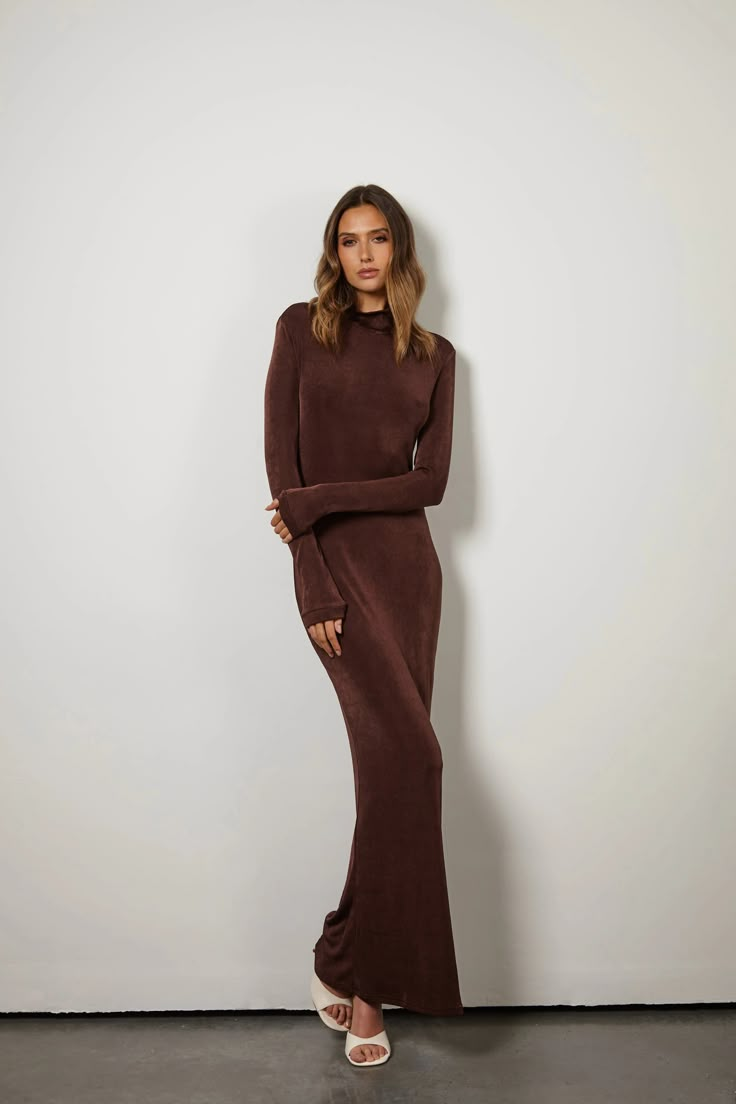 ALB Everyday - Golden Brown Dress - Anne Louise Boutique Long One Piece Dress Western, Golden Brown Dress, Elegant Brown Dresses, Sheek Outfits, Winter Bodycon Dress, One Piece Dress Western, Brown Evening Dress, Christmas Dress Ideas, Dress Code For Women