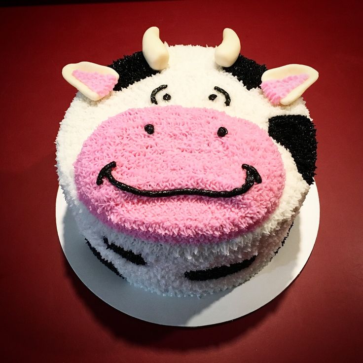 a cake with a cow face on it