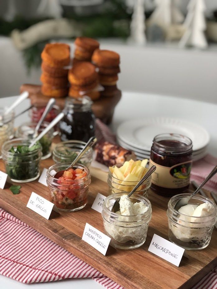 the food is prepared and ready to be eaten on the table for guests at this wedding reception