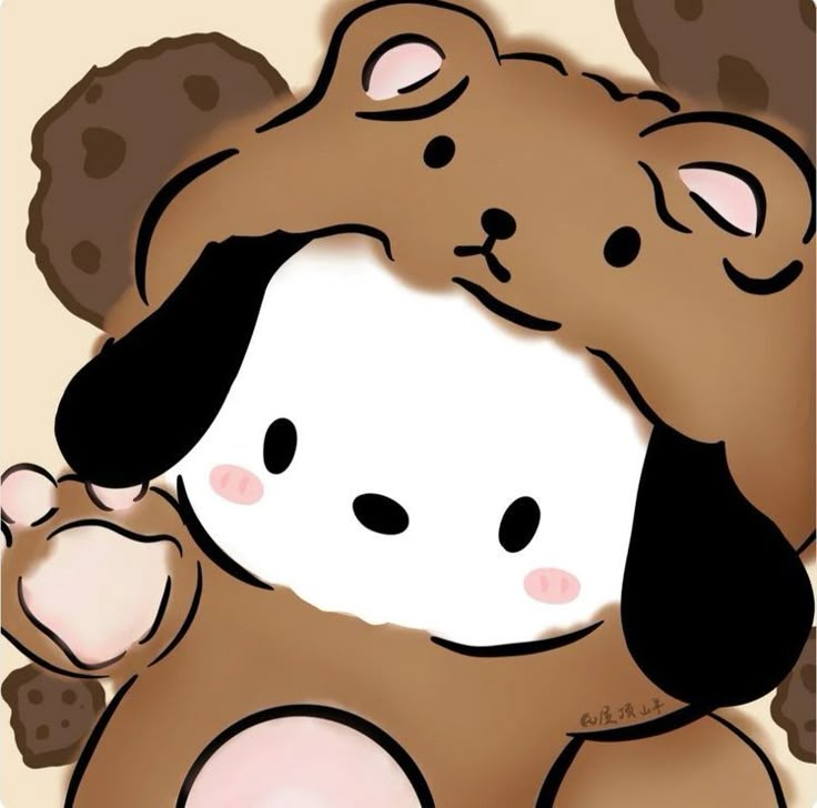 a drawing of a dog hugging a teddy bear