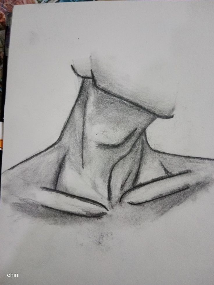 a pencil drawing of a woman's torso