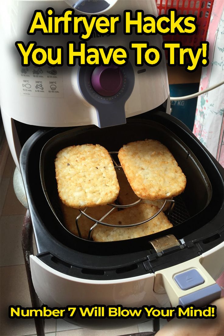 an air fryer with two pieces of bread in it and the words, air fryer hacks that will change your life