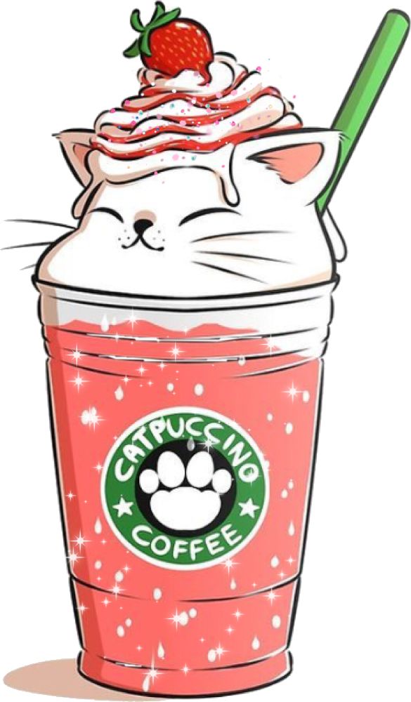 a cat is sitting in a starbucks cup with whipped cream and a strawberry on top