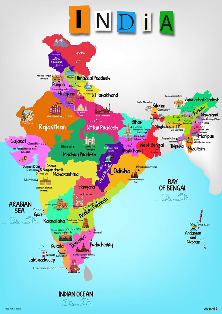 india map with all the states and major cities