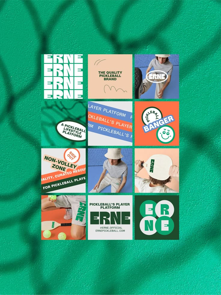 an image of some stickers on a green background with the words erne erne