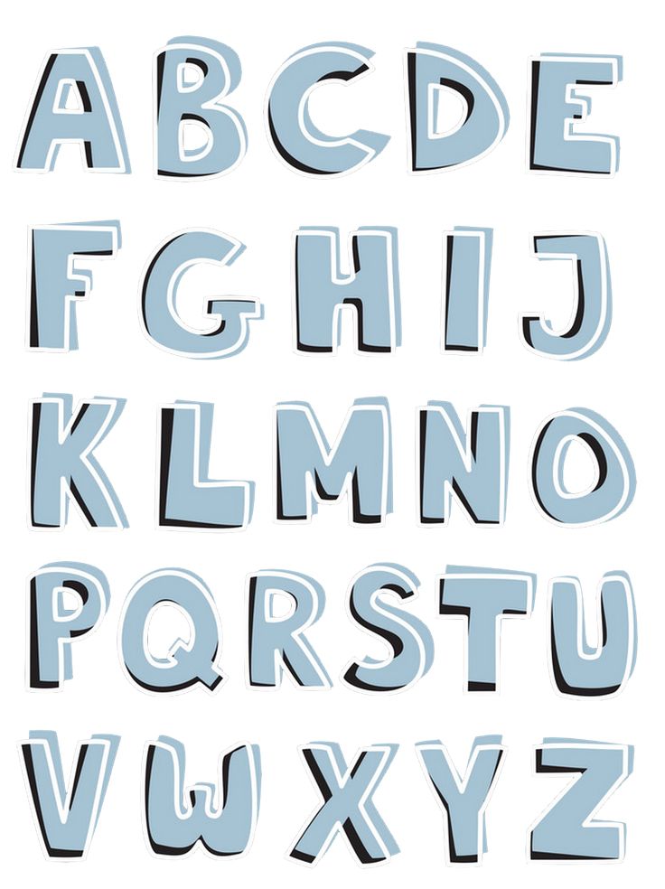 the upper and lower letters of an english alphabet are outlined in light blue on a white background