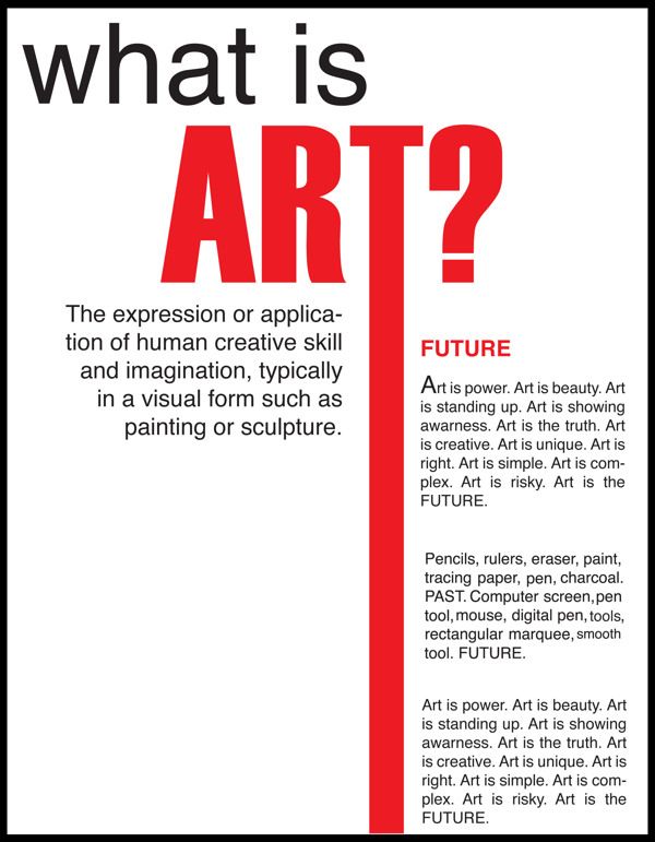 a poster with the words what is art? and an image of a red line