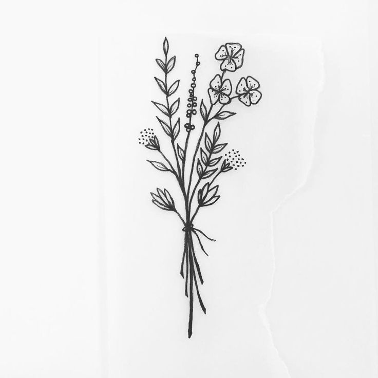 a drawing of some flowers on a piece of paper that has been cut into pieces