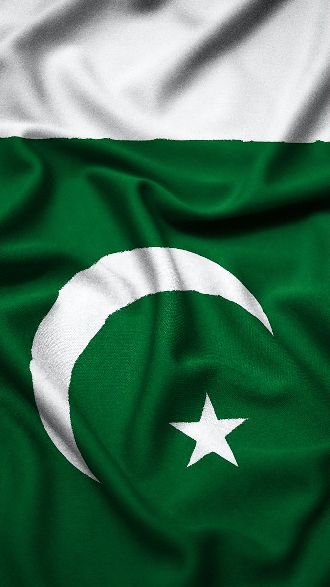 the national flag of pakistan is depicted in this close - up photo with silky folds