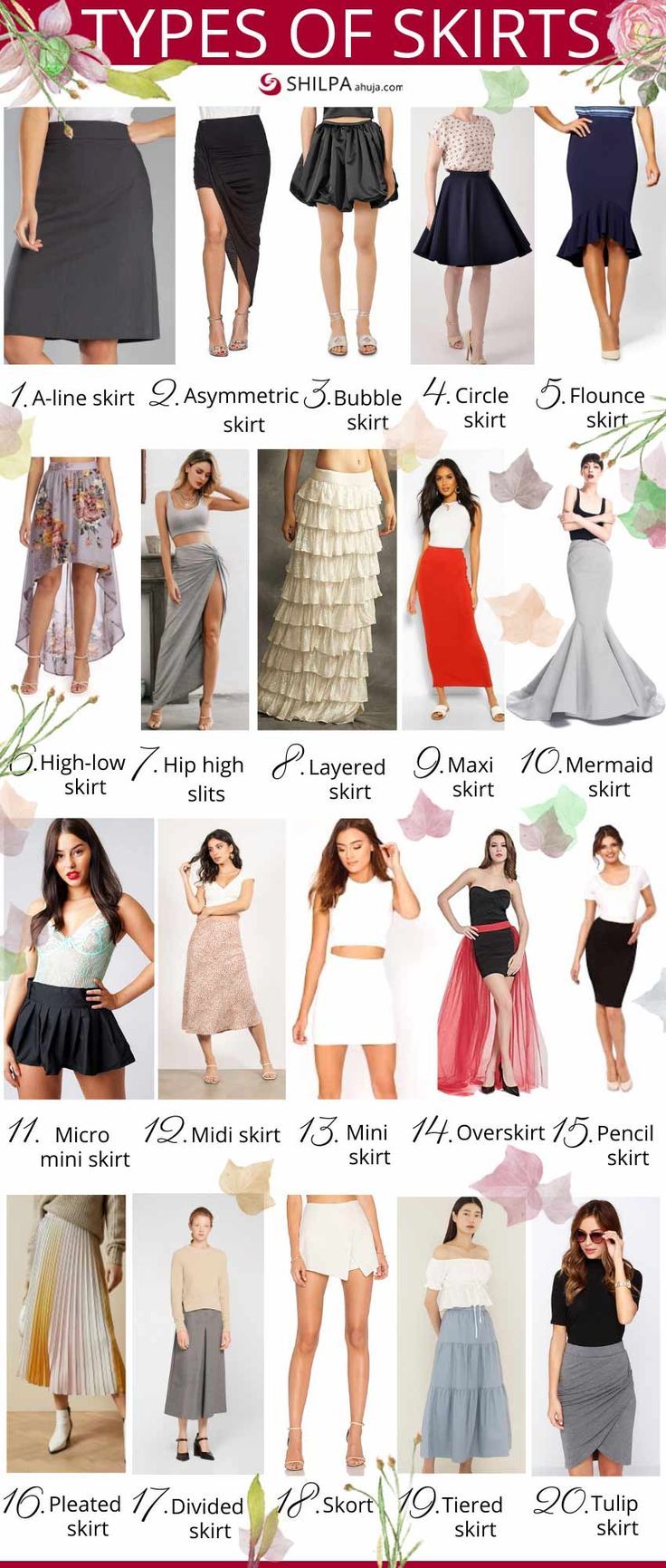 Types of Skirts | Different Chic Skirt Fashion & Trends | Types of skirts, Fashion, Skirt fashion Skirt And Top Western Outfit, Skirts Types, Skirt Types, Fashion Types, Dresses Images, Fashion Terminology, Fashion Infographic, Different Types Of Dresses, Chic Skirt