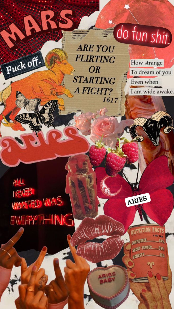 collage with words and pictures on it