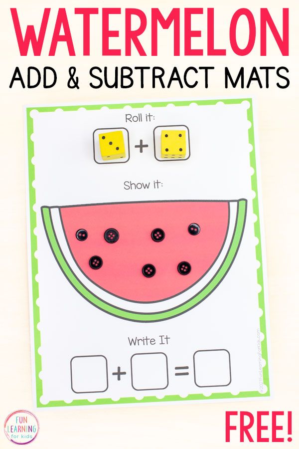 watermelon addition and subtract mats for kids to practice their math skills