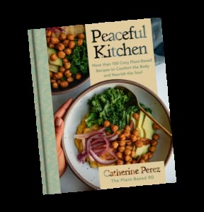 a cookbook with the title peaceful kitchen