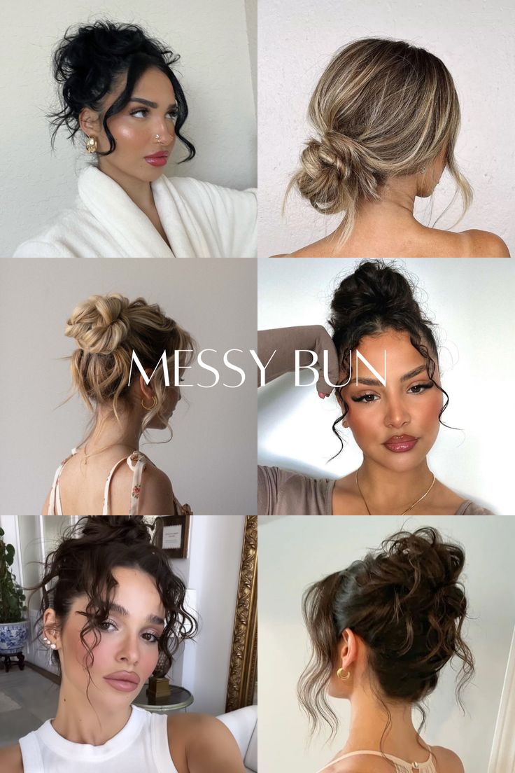 Messy bun ideas, curly hair, blonde hair, buns Wet Messy Bun, Messy Bump Hairstyles, Curly Hairstyles Updo Easy Messy Buns, Bun With Curls Hanging Down, Professional Curly Hair, Messy Bun Curly Hair, Curly Messy Hair, Messy Bun Ideas, Curly Hair Blonde