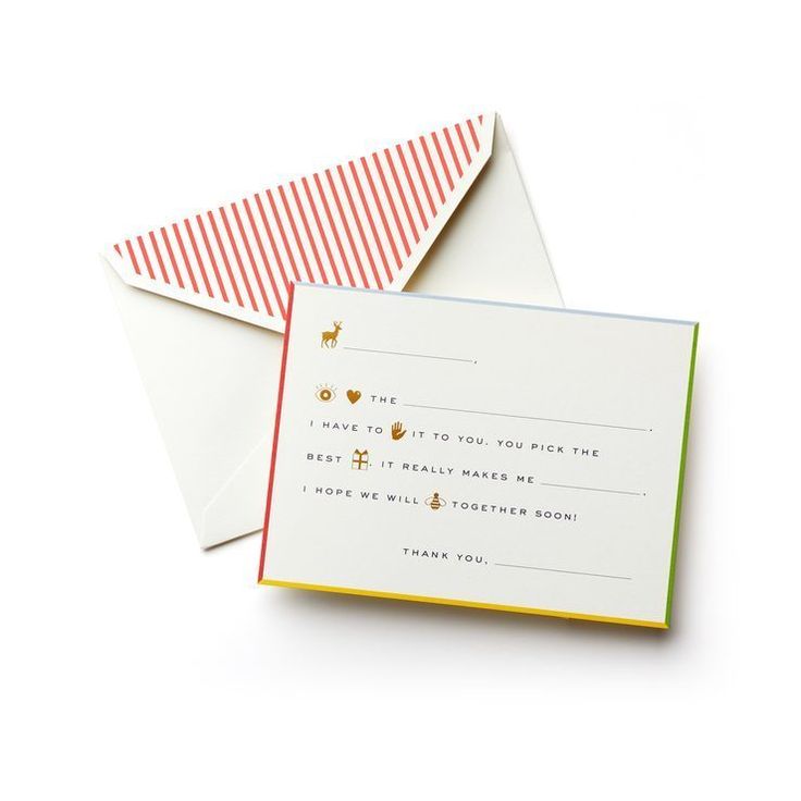 two envelopes that are open to show the inside of each card, one with a message on it