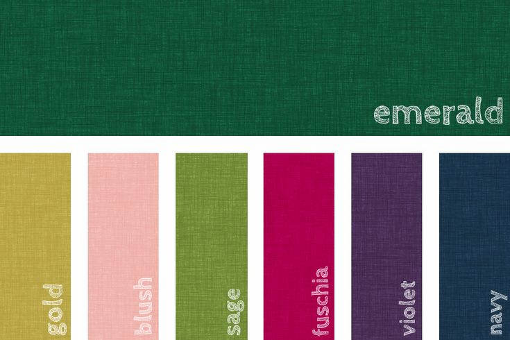 the color scheme for emerald green is shown in several different colors and font options,