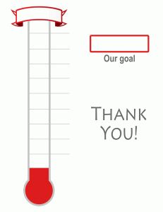 a thermometer that says thank you with a red ribbon around it's neck