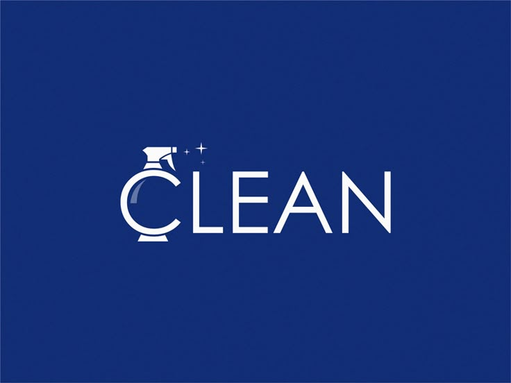 the word clean on a blue background