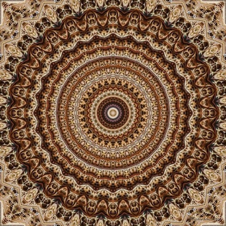 an intricate circular design in brown and beige