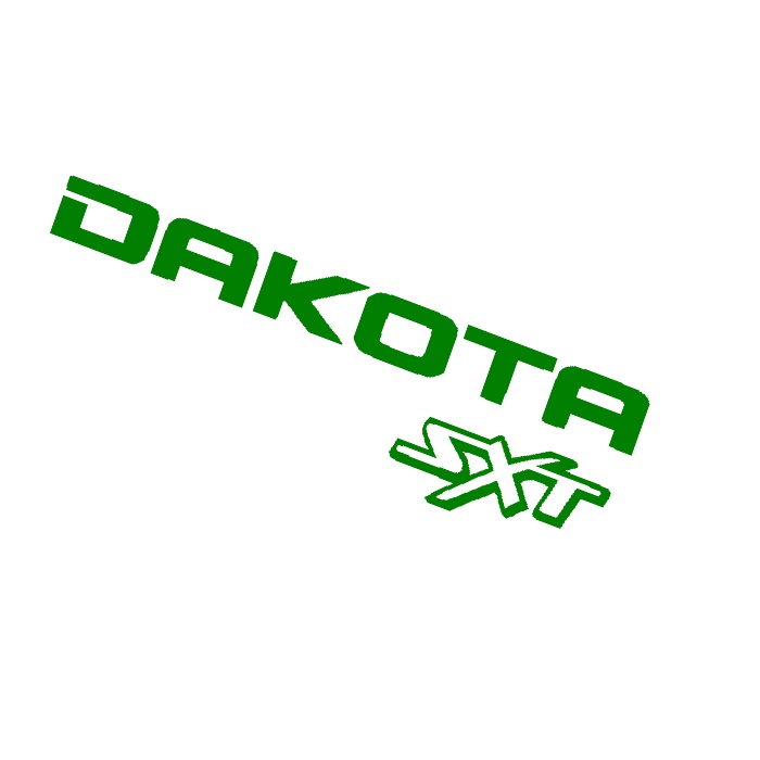 the logo for dakota skis is green and black on a white background with an arrow in the center