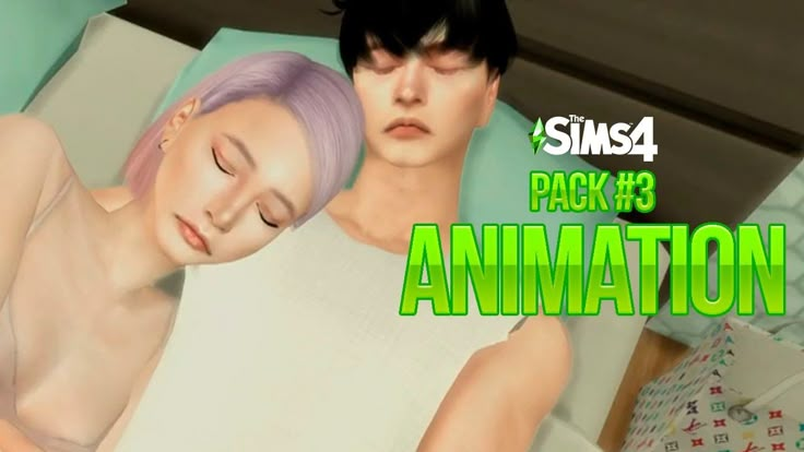 an animated image of two people laying in bed with the text, pack 3 animation