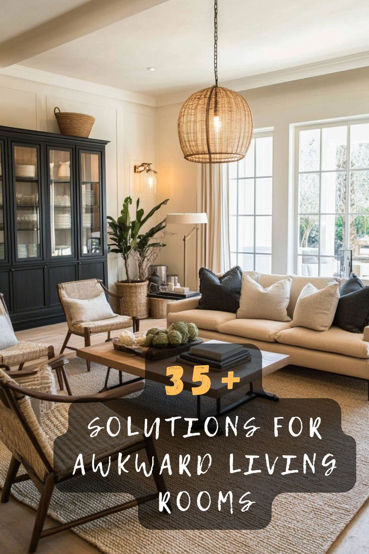 Tackle your awkward living room layout with 35 clever solutions. 🛋️ These ideas offer smart furniture arrangements, space-saving tips, and design tricks to make the most of any space. Curious about transforming your challenging layout? Click to explore all the clever solutions! #AwkwardLayout #LivingRoomSolutions #SmartArrangements #SpaceSaving #DesignTricks #HomeInspiration #RoomTransformation Living Room With 4 Chairs Only, Large Family Room Furniture Layout With Sectional, Catty Corner Couch Living Rooms, Living Room Sofa Arrangement Ideas, Sitting Room Sofa Ideas, Living Room And Den Connected, L Shaped Lounge Room Layout, Large Couch Living Room Furniture Layout, Sitting Room Arrangement Ideas