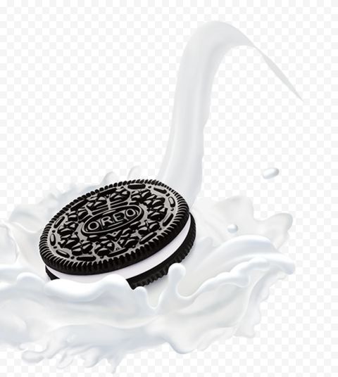 an oreo cookie on top of milk