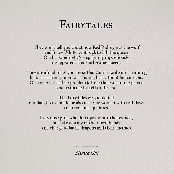 the poem fairytales is written in black and white ink on a sheet of paper