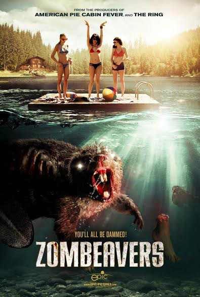 the movie poster for zombies is shown with two women in bikinis and one man standing on