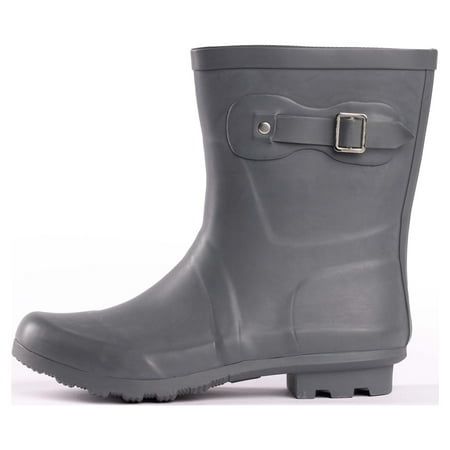 NORTY - Womens 9 Inch High Rain Boots - Waterproof Winter Spring Garden Boot Ankle-High Runs 1/2 Size Big Medium Width. Bad weather can strike at any second so when it hits keep your feet cozy and dry. A 9 inch high boot shaft are absolutely perfect to wear whether its raining, snowing, or muddy underfoot. Rain and mud just slide right off the surface, never penetrating the inside of the boot. Your feet remain perfectly dry inside the comfortable cotton lining. The high quality natural rubber re Round Toe Boots, Garden Boots, Short Rain Boots, Chelsea Rain Boots, Hunter Shoes, Wellington Boots, Rounded Toe Boots, Rubber Shoes, Toe Boots