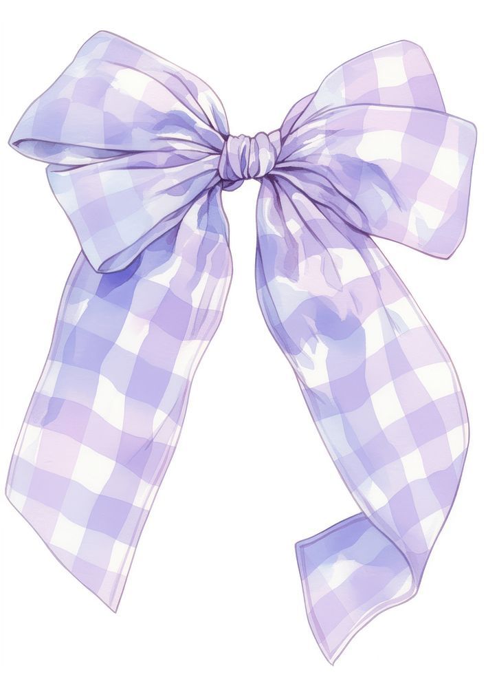 a purple and white checkered bow on a white background