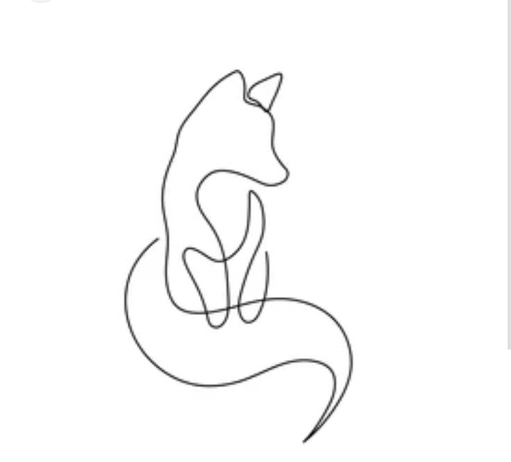 a line drawing of a fox sitting down