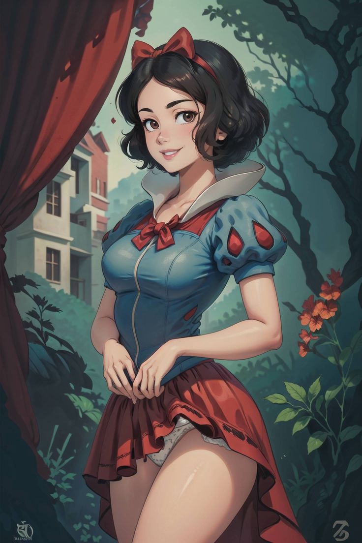 a painting of a woman in a red and blue dress with her hands on her hips