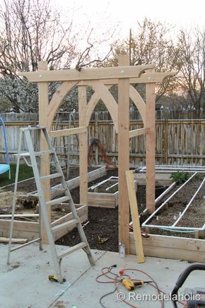 a wooden structure being built in the backyard