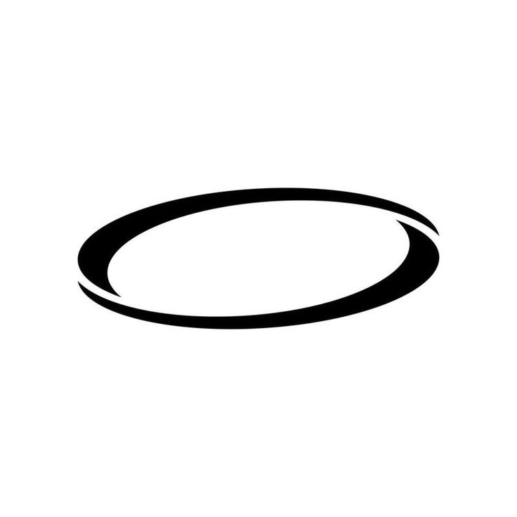 a black and white photo of an oval object on a white background with the word o written below it