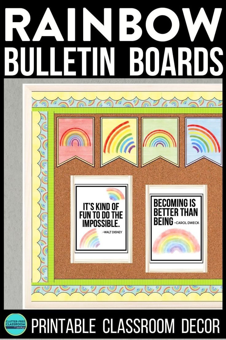 a bulletin board with rainbow bulletins on it and the words, rainbow bulletin boards