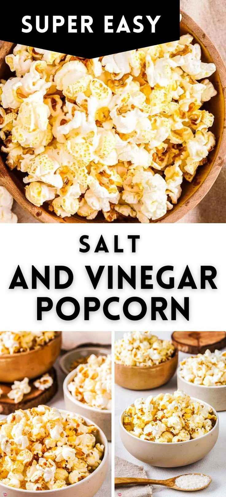 salt and vinegar popcorn in bowls with spoons