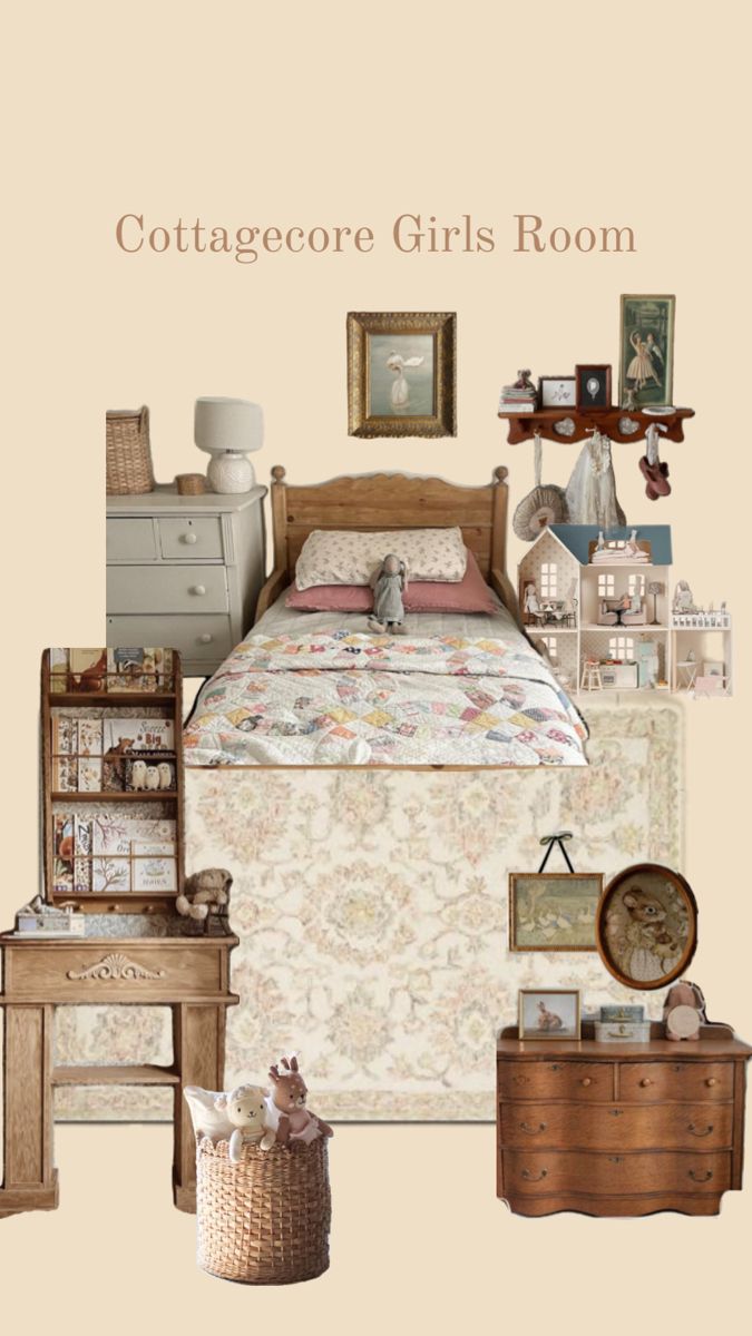 Cottagecore Girls Bedroom Cottage Core Vintage Bedroom, Cottage Toddler Girl Room, Toddler Girl Vintage Bedroom, Farmhouse Toddler Girl Room, Vintage Inspired Girls Room, Coquette Toddler Room, Cottagecore Girls Bedroom, Cottage Core Girls Bedroom, Cottagecore Girls Room